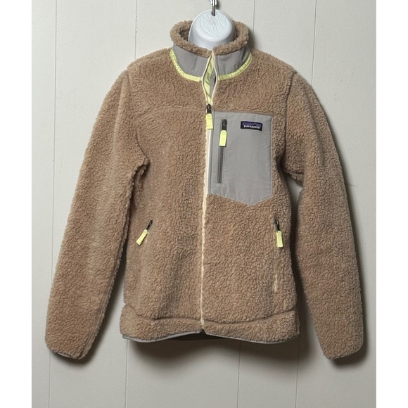 Patagonia Jackets & Blazers - Patagonia Women's Classic Retro-X Fleece Jacket Tan Grey Neon Yellow Size Medium